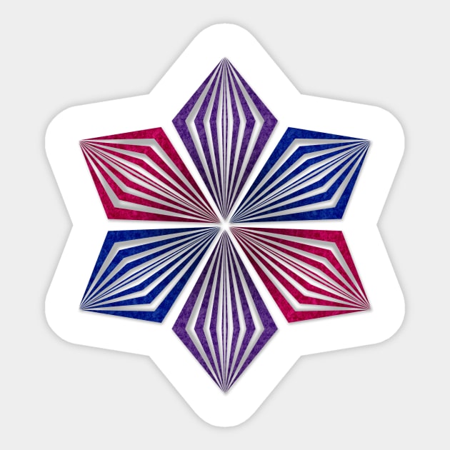 Bisexual Pride Flag Colored Geometric Starburst Sticker by LiveLoudGraphics